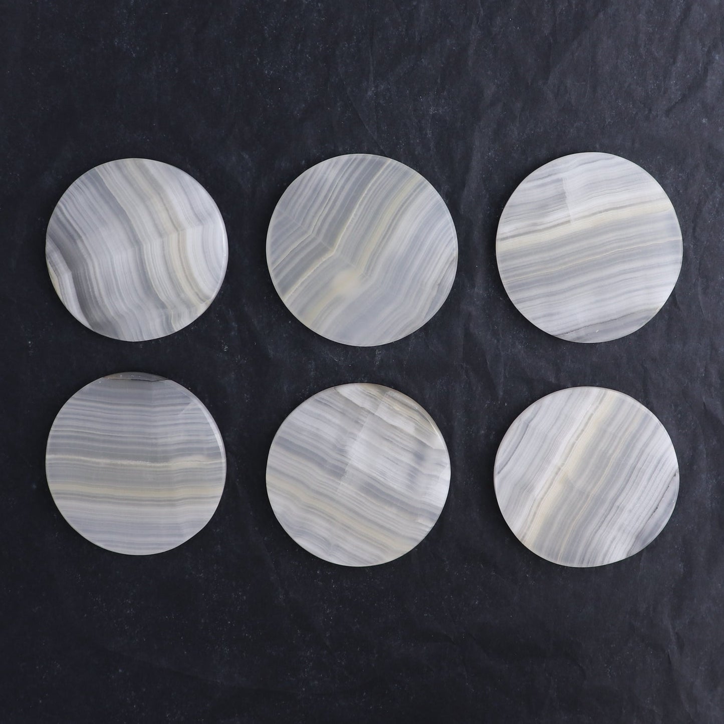 Coaster Set Mexican Onyx/Calcite White & Honey