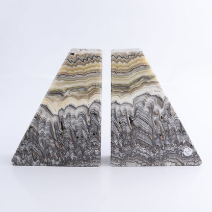 One Pair of Mexican Onyx/Calcite Black & Yellow Zebra Polished Bookend - Expert Wholesale and Supplier of Wholesale Crystals & Bulk Gemstones, ["Bookends","Calcite","Catalog Onyx","Mexico","onyx"]