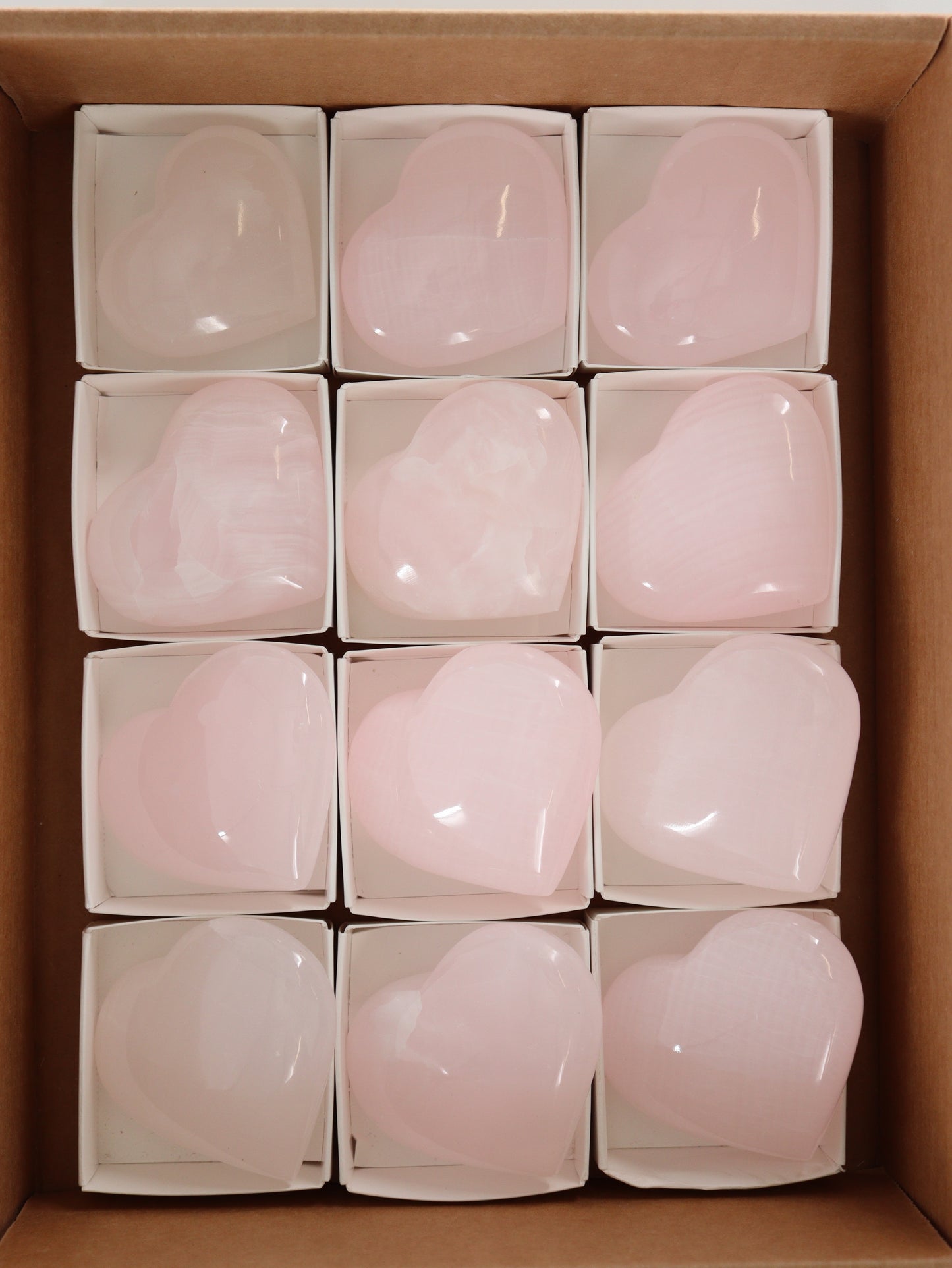 Pink Calcite Hearts Set of 12