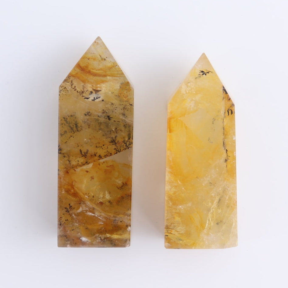Dendritic Golden Healer Quartz Towers Set of 10