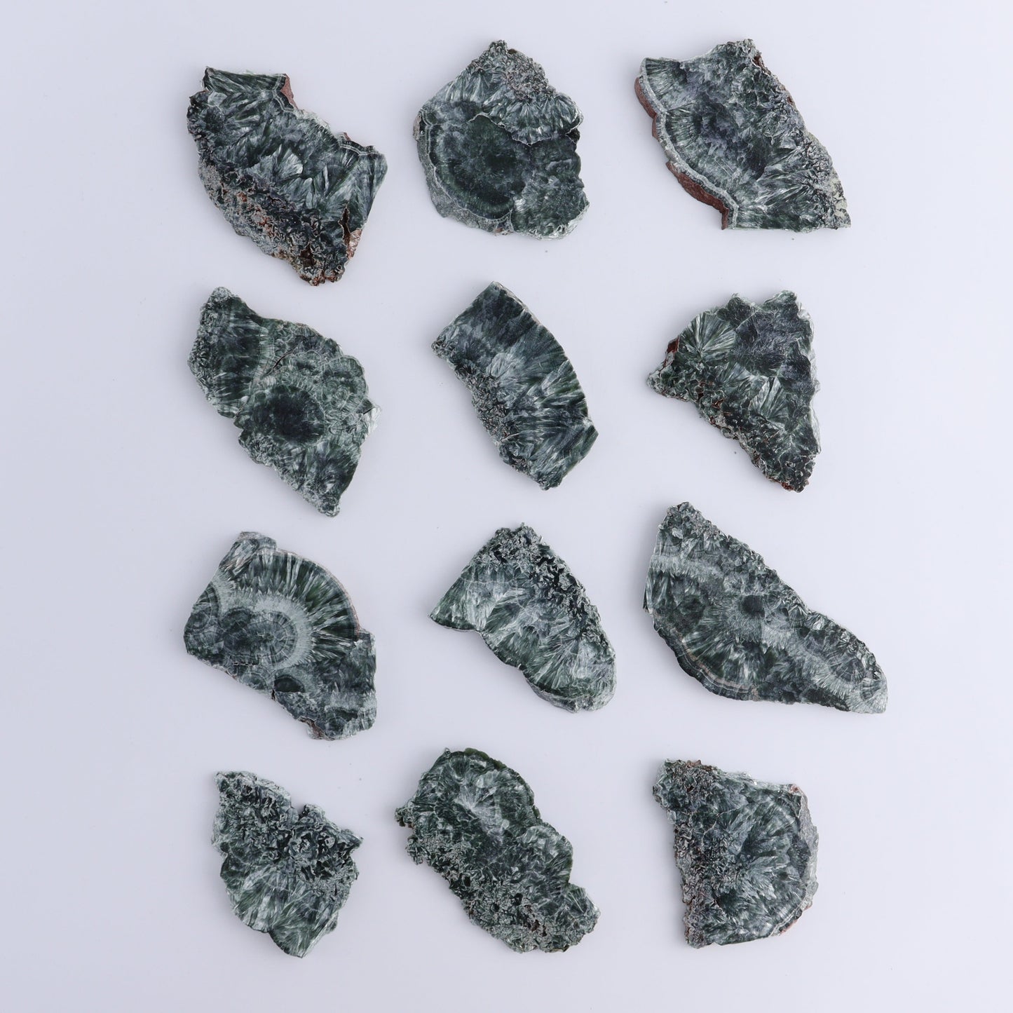 Seraphinite Slices Set of 12 - Expert Wholesale and Supplier of Wholesale Crystals & Bulk Gemstones, ["Russia","Seraphinite","Slices and Slabs"]
