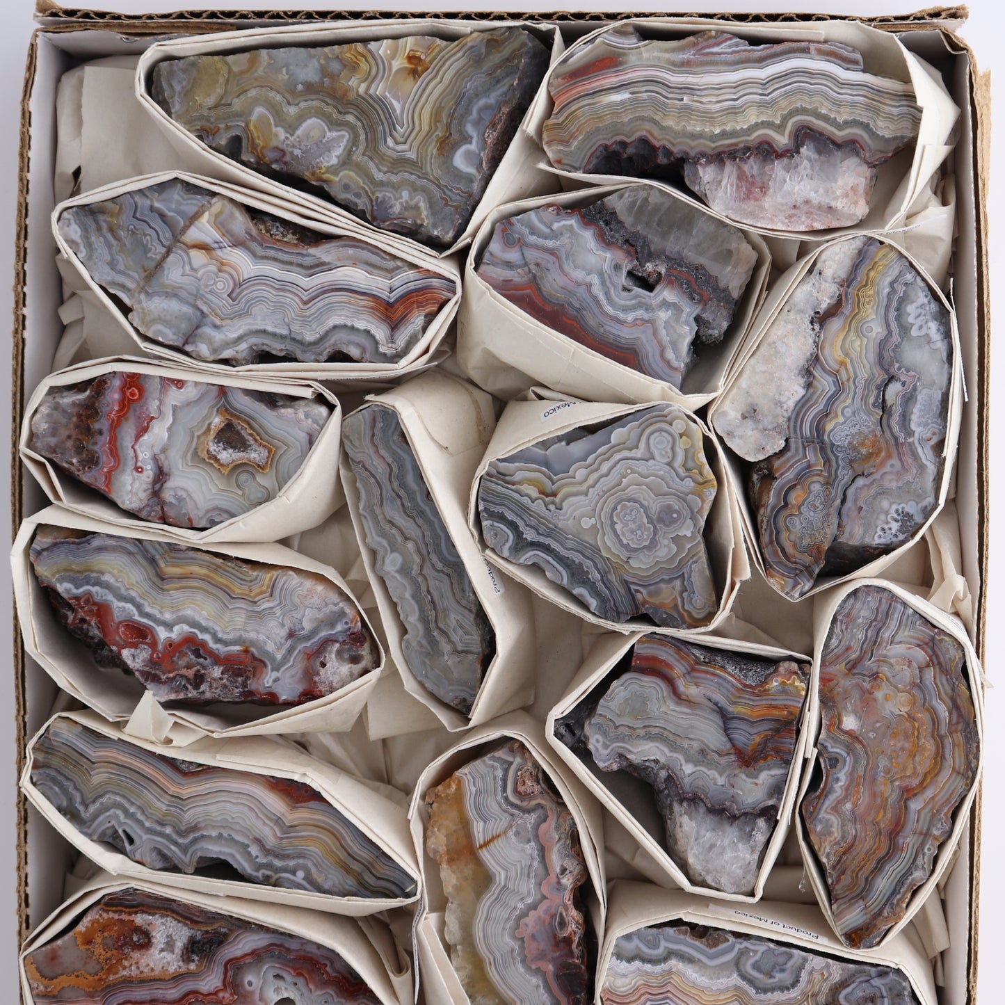 Crazy Lace Agate Flat of 17