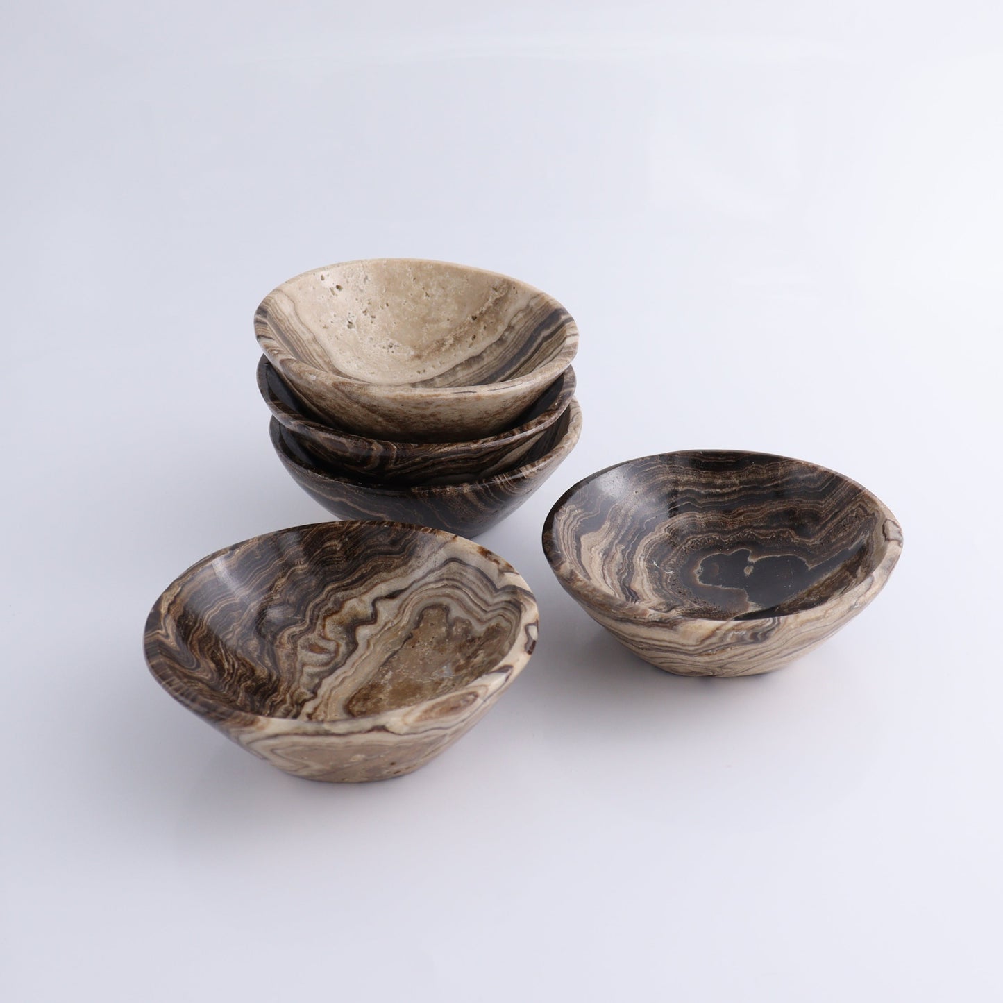Chocolate Onyx Bowls Set of 5 - Expert Wholesale and Supplier of Wholesale Crystals & Bulk Gemstones, ["Bowls","Decorative Dish","Mexico","onyx","Round Dish"]