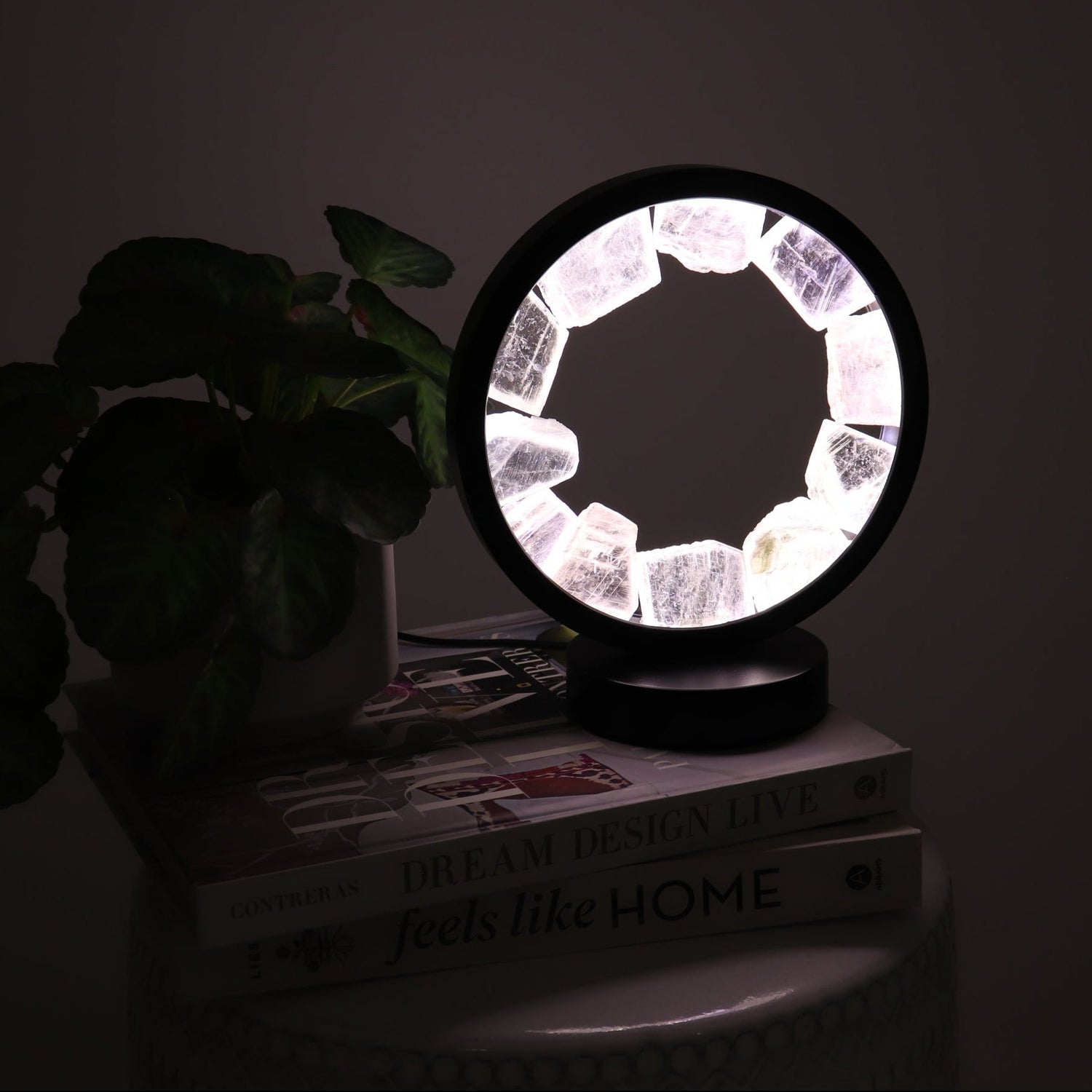 One Selenite Round Lamp | Mi Esperanza Minerals | Supplier of Crystals and Onyx
