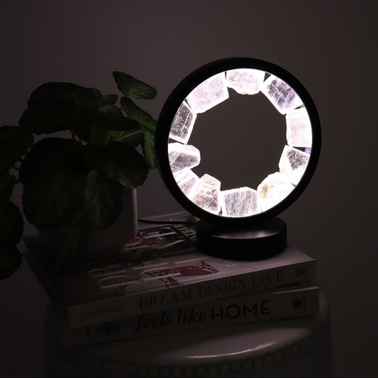 One Selenite Round Lamp