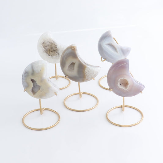 Agate Moons with Stand Set of 5