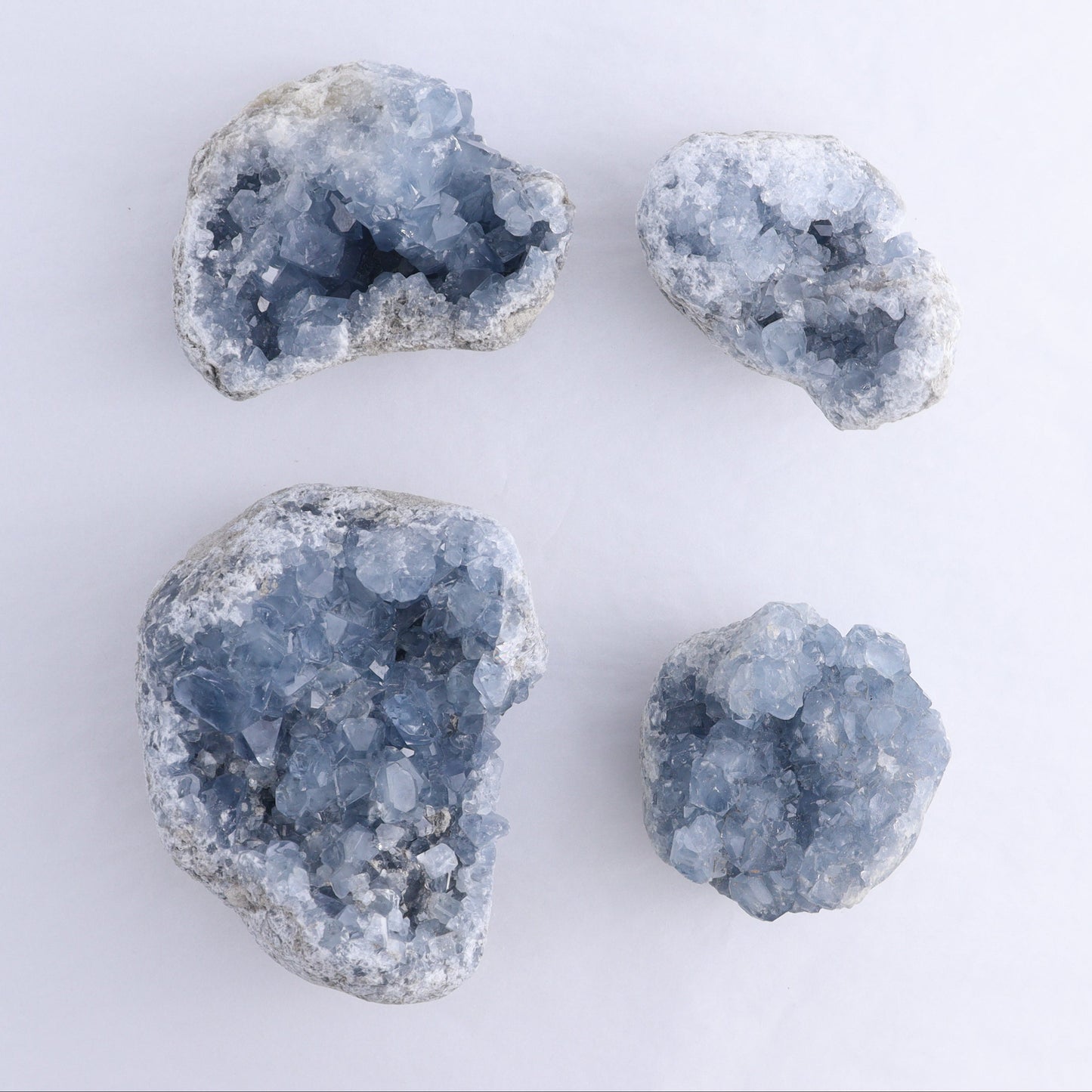 Celestite Clusters Set of 4