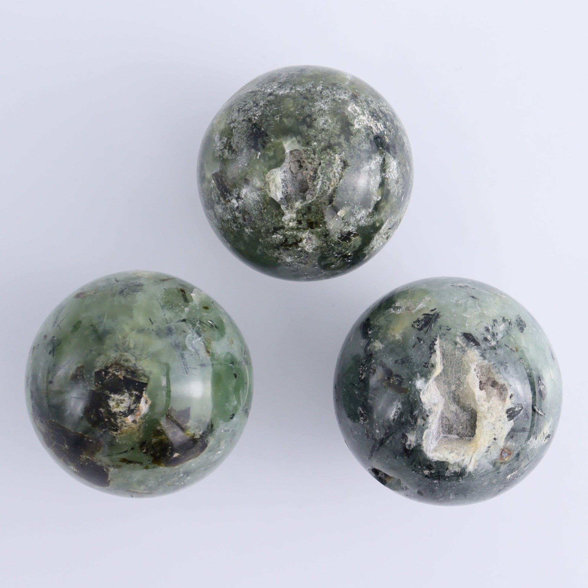 Prehnite Spheres Set of 5 - Expert Wholesale and Supplier of Wholesale Crystals & Bulk Gemstones, ["Prehnite","Spheres"]