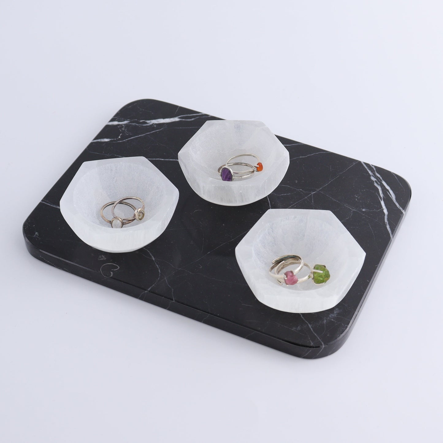 One Selenite (Satin Spar) Hexagon Bowl 6 cm - Expert Wholesale and Supplier of Wholesale Crystals & Bulk Gemstones, ["Bowls","Hexagon","Morocco","Selenite"]