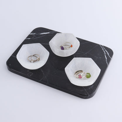 One Selenite (Satin Spar) Hexagon Bowl 6 cm - Expert Wholesale and Supplier of Wholesale Crystals & Bulk Gemstones, ["Bowls","Hexagon","Morocco","Selenite"]