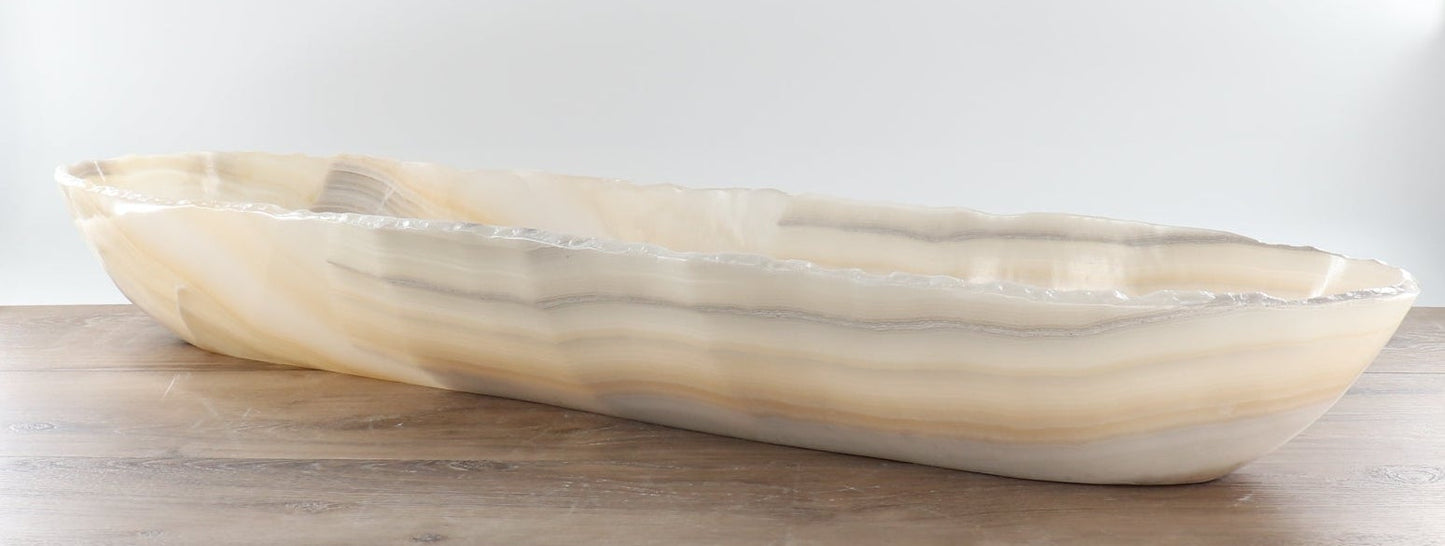 Mexican Onyx/Calcite Canoe Bowl - Expert Wholesale and Supplier of Wholesale Crystals & Bulk Gemstones, ["Bowls","Calcite","canoe","Mexico","onyx"]