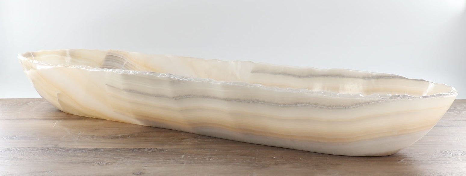 Mexican Onyx/Calcite Canoe Bowl - Expert Wholesale and Supplier of Wholesale Crystals & Bulk Gemstones, ["Bowls","Calcite","canoe","Mexico","onyx"]