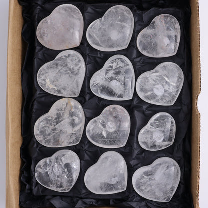 Imperfect Clear Quartz Hearts Set of 12 - Expert Wholesale and Supplier of Wholesale Crystals & Bulk Gemstones, ["Brazil","Clear Quartz","close_50","Hearts","Quartz"]