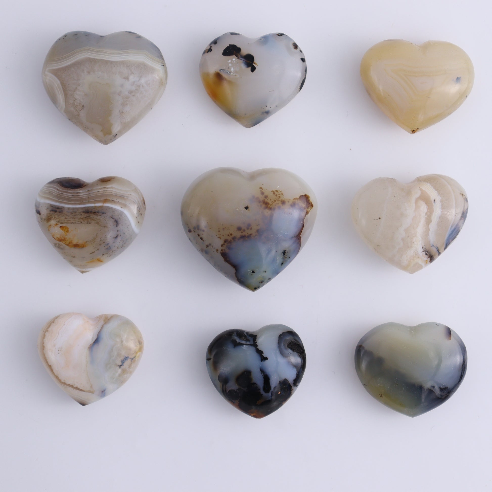 Agate Hearts Set of 20 Pieces - Expert Wholesale and Supplier of Wholesale Crystals & Bulk Gemstones, ["Agate","Hearts","Madagascar"]