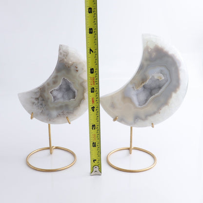 Agate Moons with Stand Set of 3