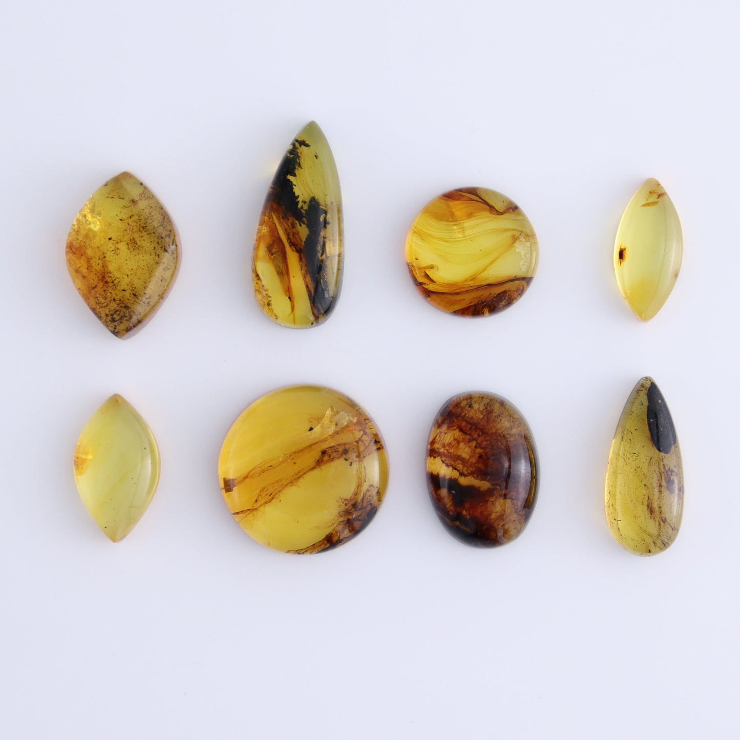 Chiapas Mexico Amber Cabs Set of 8 - Expert Wholesale and Supplier of Wholesale Crystals & Bulk Gemstones, ["Amber","Cabs","Chiapas Amber","Mexico"]