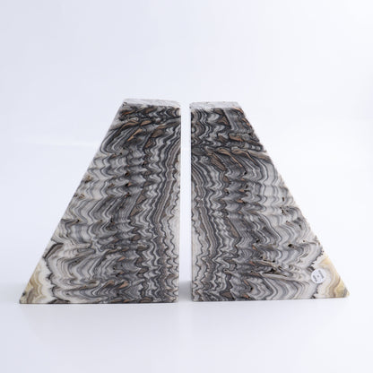 One Pair of Mexican Onyx/Calcite Black & Yellow Zebra Polished Bookend - Expert Wholesale and Supplier of Wholesale Crystals & Bulk Gemstones, ["Bookends","Calcite","Catalog Onyx","Mexico","onyx"]