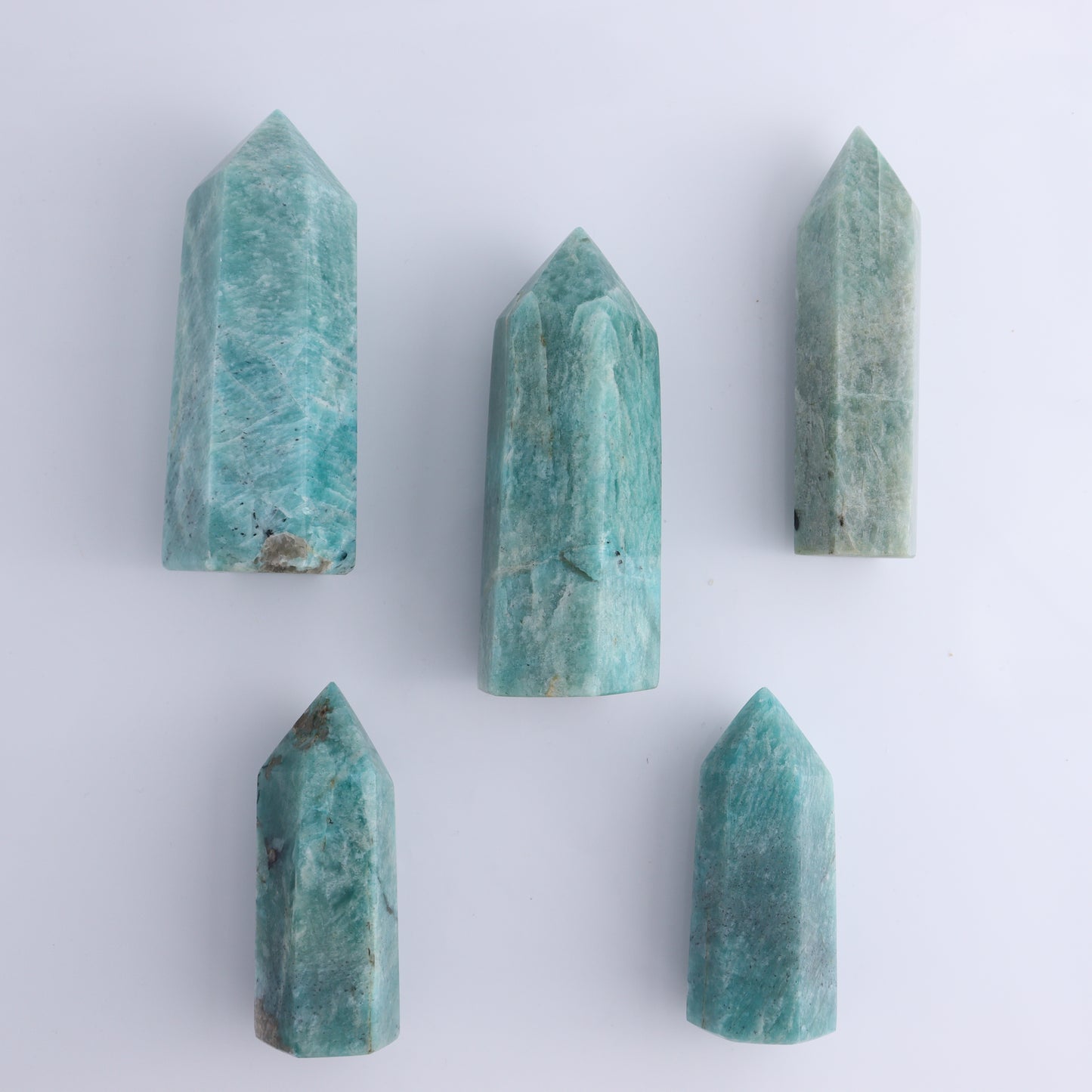 Amazonite Towers Set of 5 - Expert Wholesale and Supplier of Wholesale Crystals & Bulk Gemstones, ["Amazonite","Madagascar","Towers"]