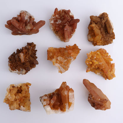 Tangerine Quartz Clusters Set of 9 - Expert Wholesale and Supplier of Wholesale Crystals & Bulk Gemstones, ["Clusters","Quartz","Tangerine Quartz"]
