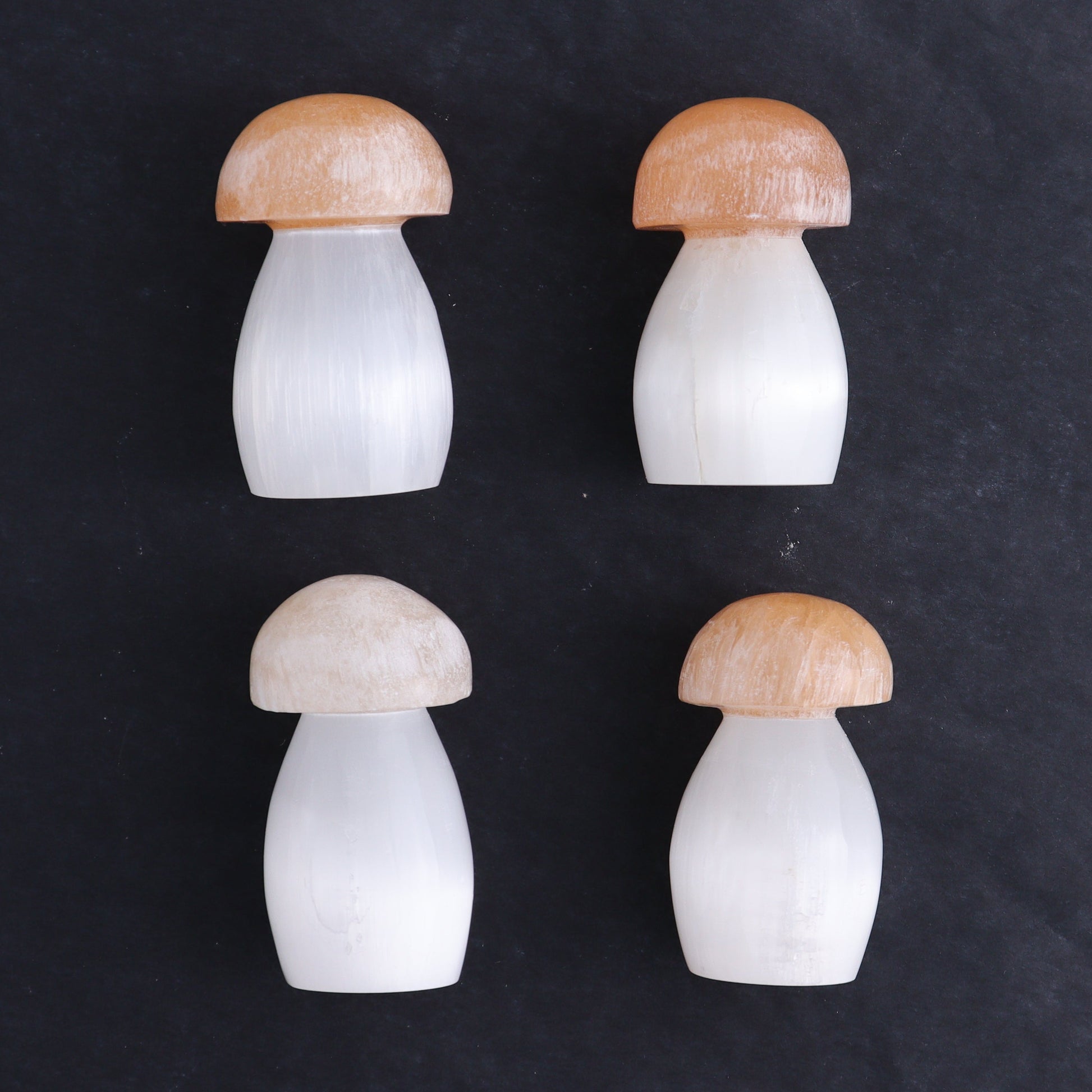One Selenite (Satin Spar) Mushroom Peach/White 6 cm - Expert Wholesale and Supplier of Wholesale Crystals & Bulk Gemstones, ["Morocco","Mushrooms","Peach Selenite","Selenite"]