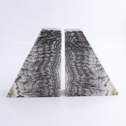 One Pair of Mexican Onyx/Calcite Black & Yellow Zebra Polished Bookend - Expert Wholesale and Supplier of Wholesale Crystals & Bulk Gemstones, ["Bookends","Calcite","Catalog Onyx","Mexico","onyx"]