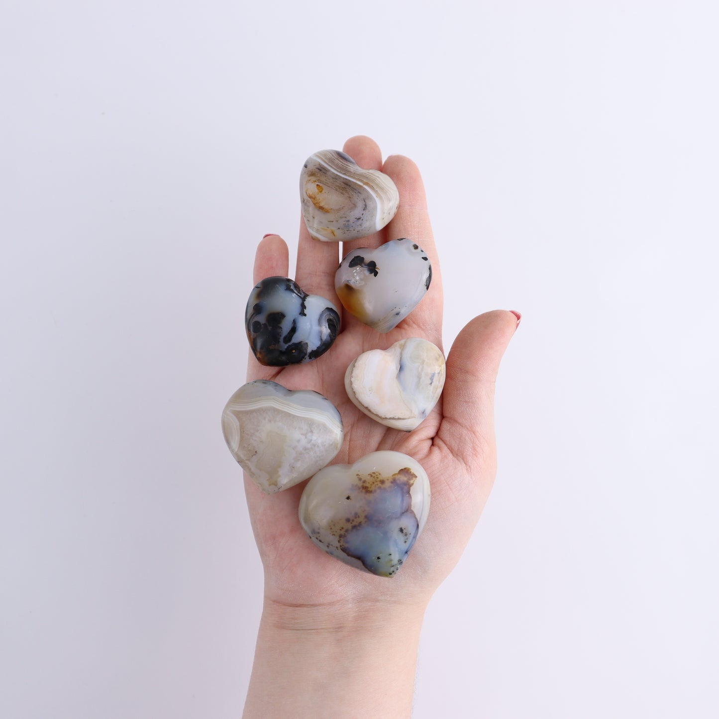 Agate Hearts Set of 20 Pieces - Expert Wholesale and Supplier of Wholesale Crystals & Bulk Gemstones, ["Agate","Hearts","Madagascar"]