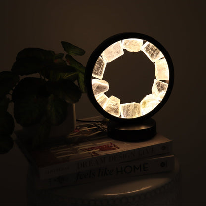 One Selenite Round Lamp