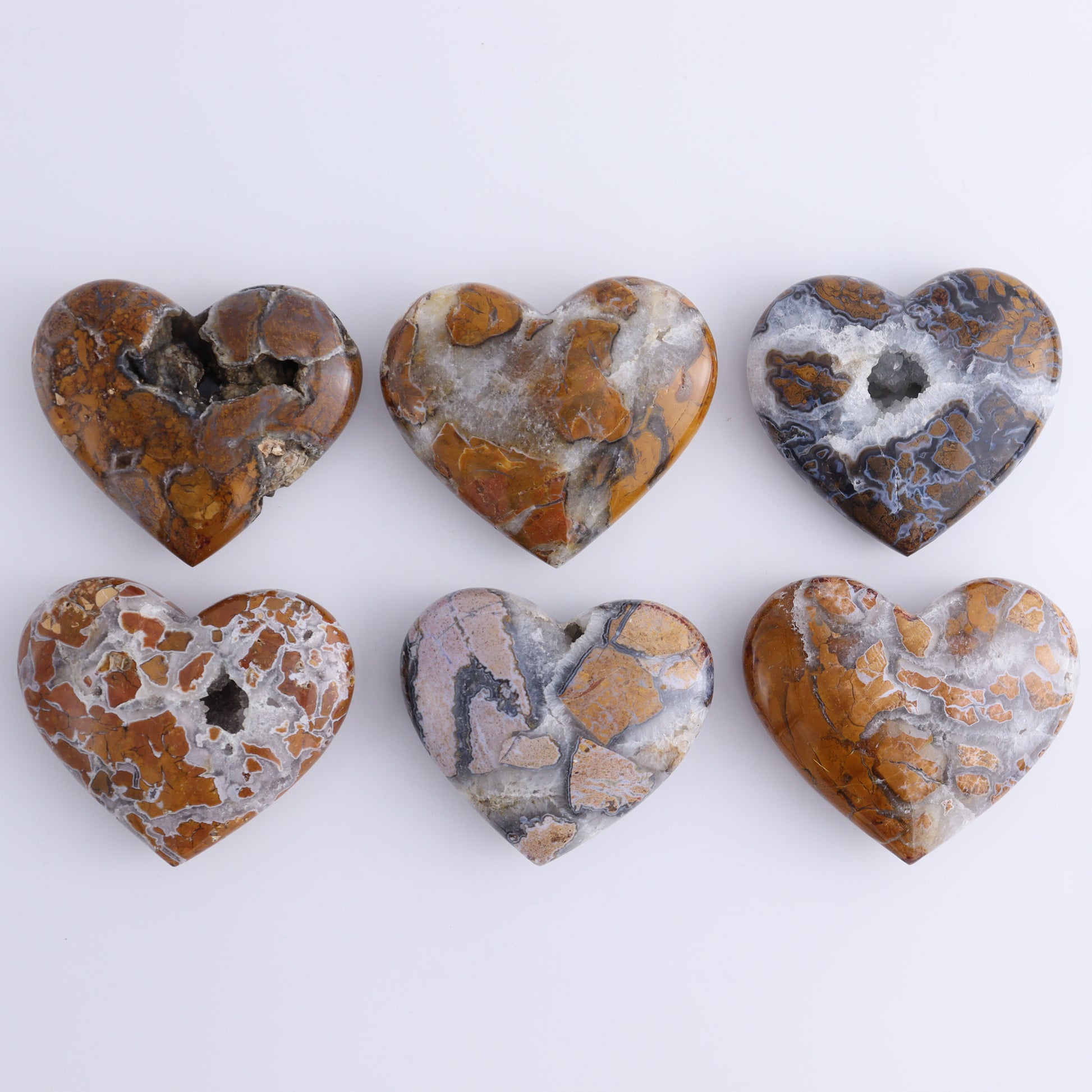 Brecciated Jasper Mixed Carvings Set of 9 - Expert Wholesale and Supplier of Wholesale Crystals & Bulk Gemstones, ["Brecciated Jasper","Hearts","Indonesia","Points"]