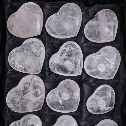Imperfect Clear Quartz Hearts Set of 12 - Expert Wholesale and Supplier of Wholesale Crystals & Bulk Gemstones, ["Brazil","Clear Quartz","close_50","Hearts","Quartz"]