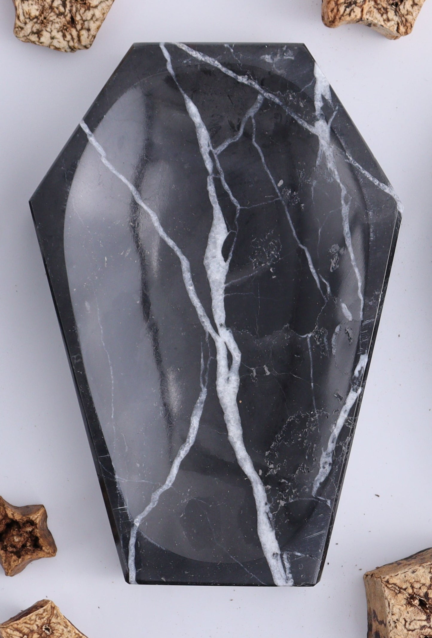 Black Marble Coffin Dish Set of 6 - Expert Wholesale and Supplier of Wholesale Crystals & Bulk Gemstones, ["Black Marble","Coffins","Marble","Mexico","Plates"]