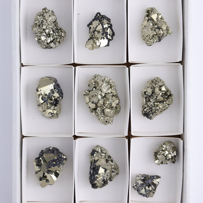 Octahedral Pyrite Clusters Set of 10 - Expert Wholesale and Supplier of Wholesale Crystals & Bulk Gemstones, ["Clusters","Octahedral Pyrite","Peru","Pyrite"]