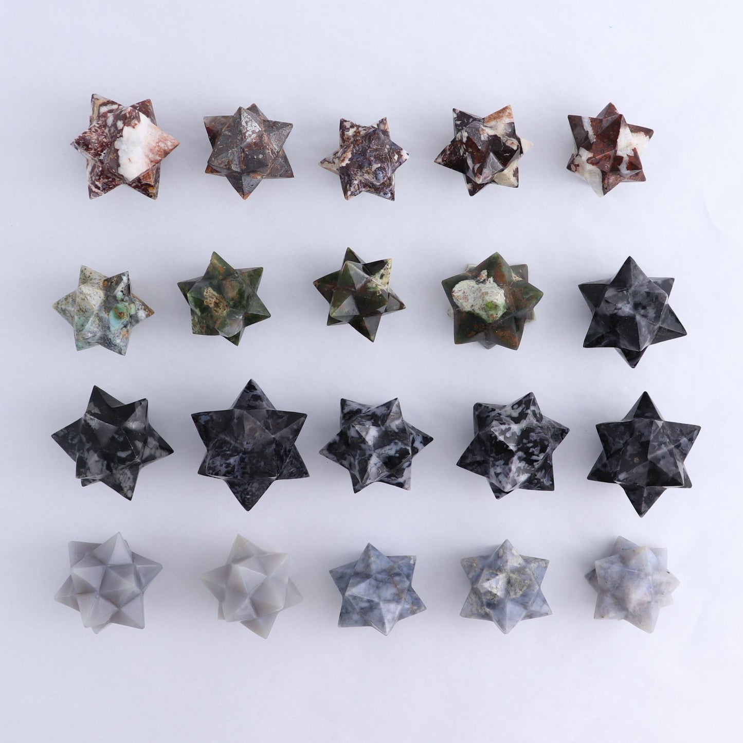 Mixed Stones Stars Set of 18 & 2 Cut Base Stars