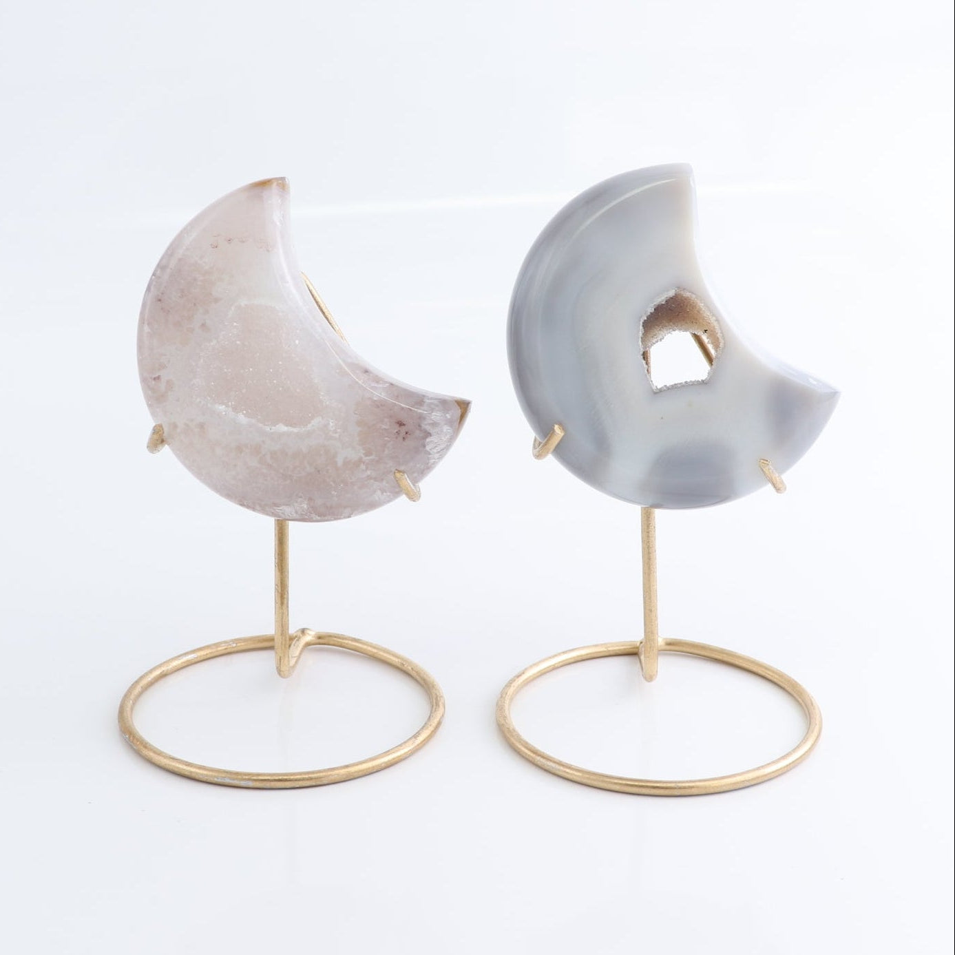 Agate Moons with Stand Set of 5