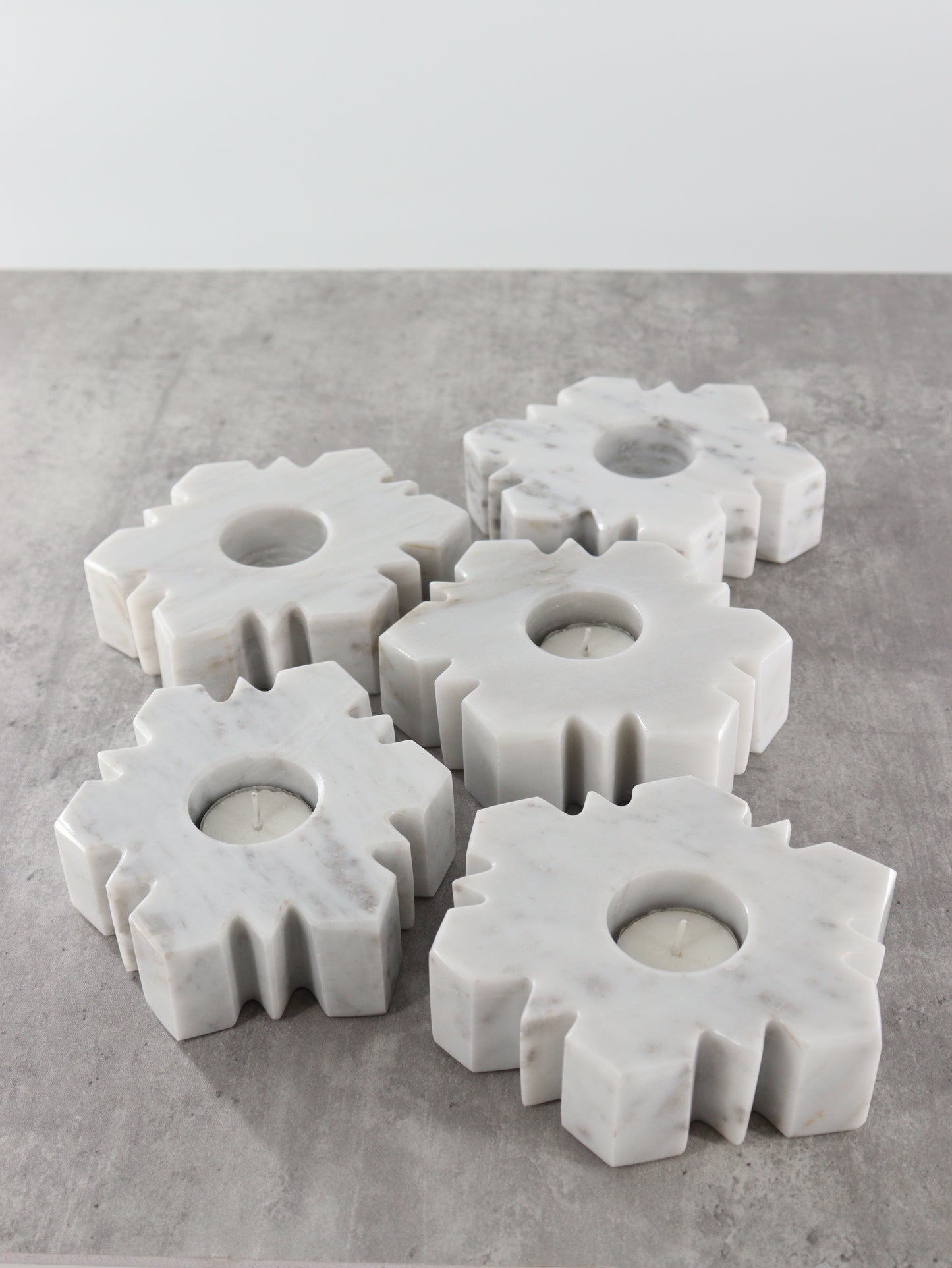 Marble Snowflake Candle Holders Set of 5 - Expert Wholesale and Supplier of Wholesale Crystals & Bulk Gemstones, []