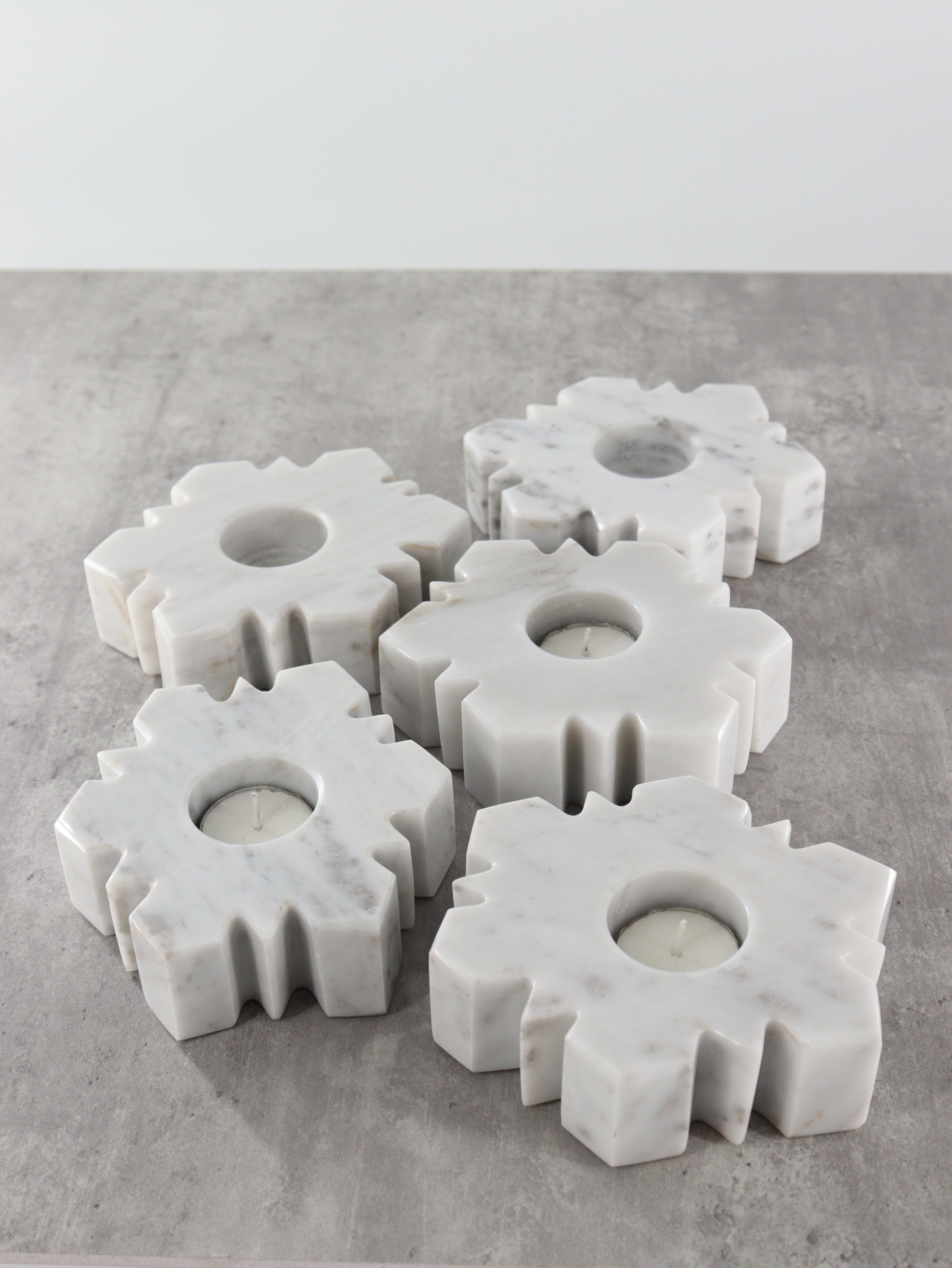 Marble Snowflake Candle Holders Set of 5 - Expert Wholesale and Supplier of Wholesale Crystals & Bulk Gemstones, []