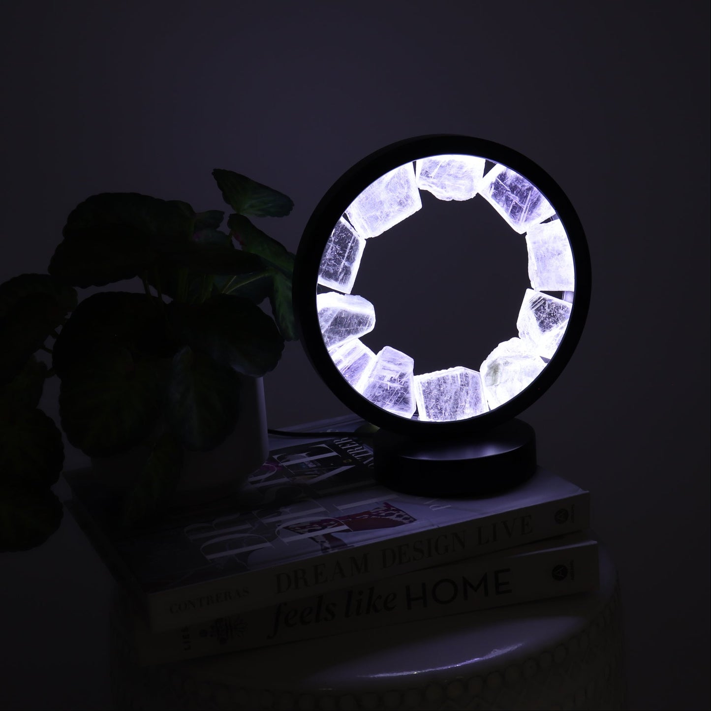 One Selenite Round Lamp