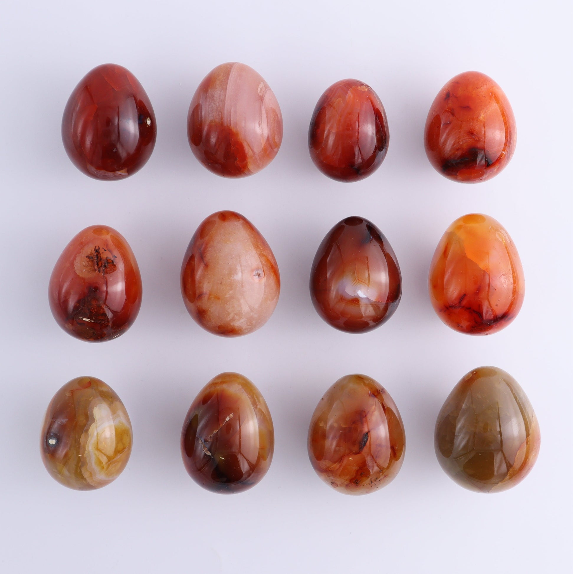 Carnelian Eggs Set of 12 - Expert Wholesale and Supplier of Wholesale Crystals & Bulk Gemstones, ["carnelian","Eggs","Madagascar"]