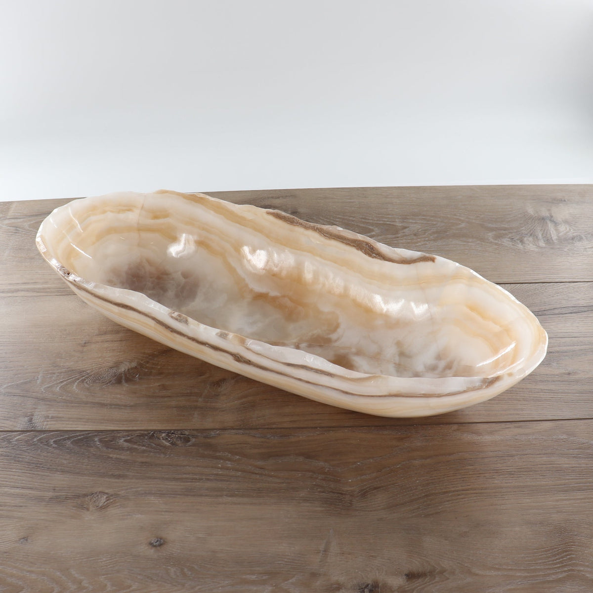 Mexican Onyx/Calcite Canoe Bowl 23"