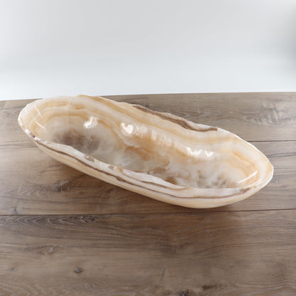Mexican Onyx/Calcite Canoe Bowl 23"