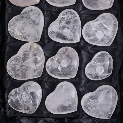 Imperfect Clear Quartz Hearts Set of 12 - Expert Wholesale and Supplier of Wholesale Crystals & Bulk Gemstones, ["Brazil","Clear Quartz","close_50","Hearts","Quartz"]