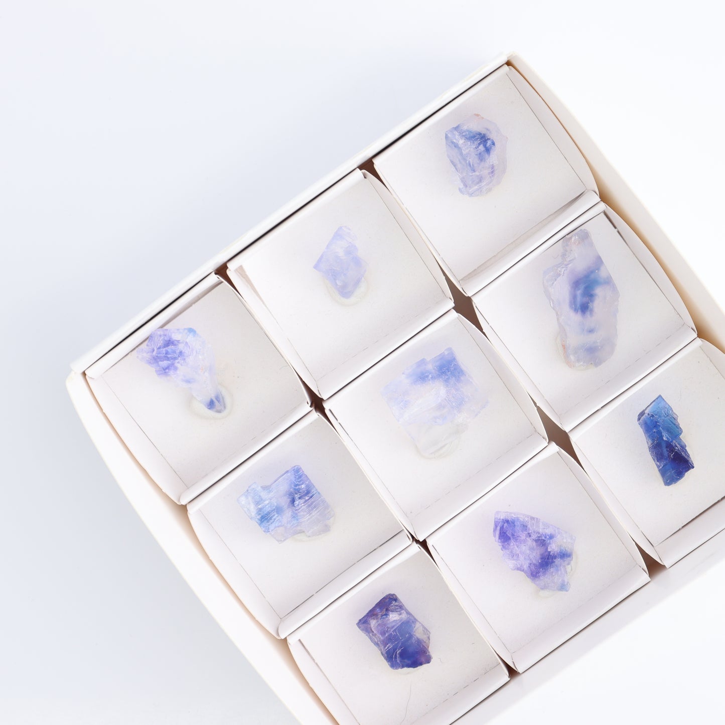 Canadian Blue Halite Rough Set of 9 - Expert Wholesale and Supplier of Wholesale Crystals & Bulk Gemstones, ["Blue Halite","Canada","Halite","Rough","Roughs"]