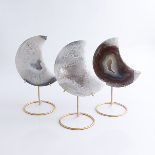 Agate Moons with Stand Set of 3