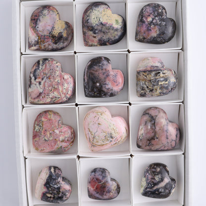 Rhodonite Hearts Set of 12 - Expert Wholesale and Supplier of Wholesale Crystals & Bulk Gemstones, ["Hearts","Peru","Rhodonite"]