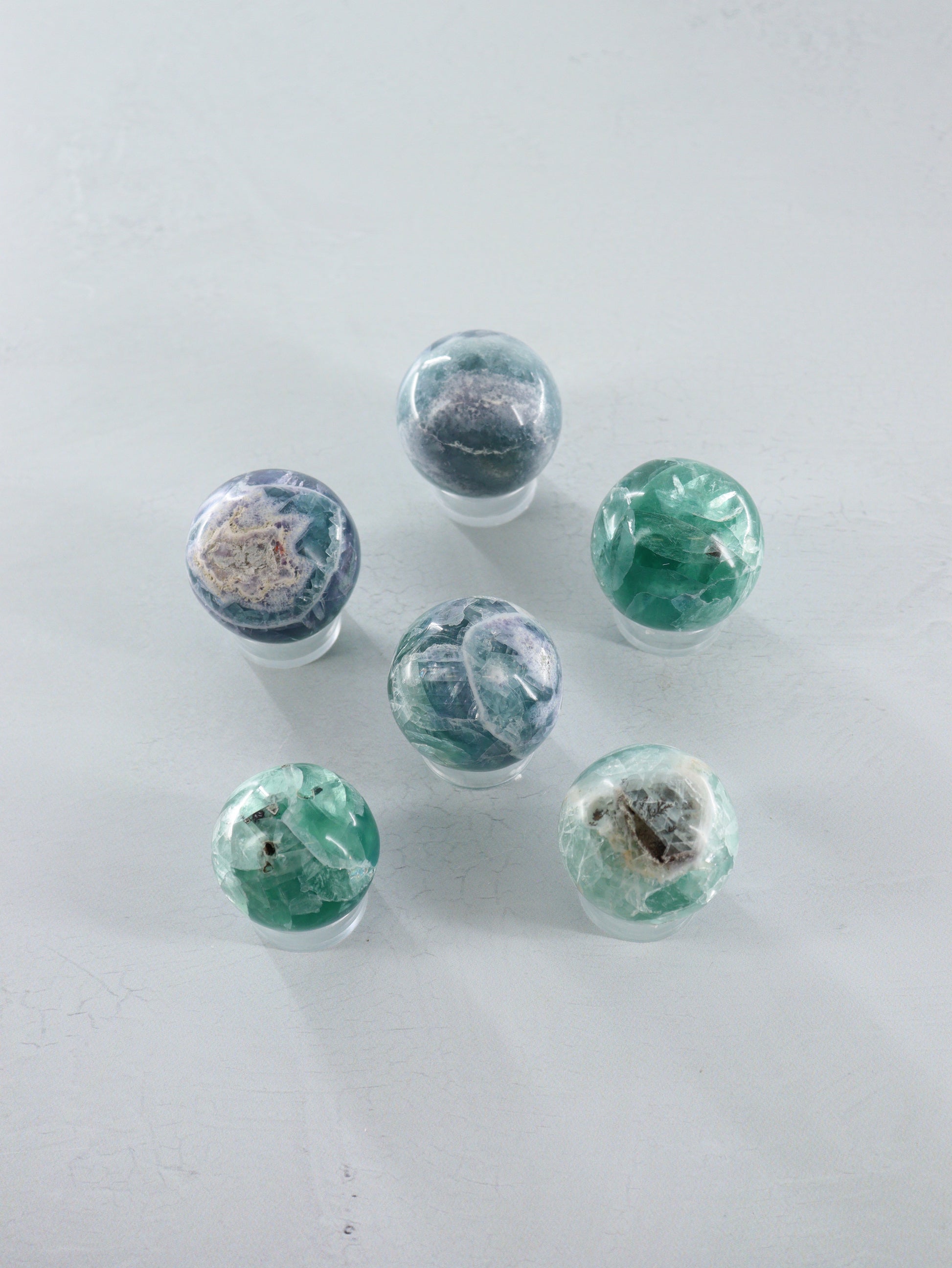 Fluorite Spheres Set of 6 - Expert Wholesale and Supplier of Wholesale Crystals & Bulk Gemstones, ["Fluorite","Mexico","Spheres"]
