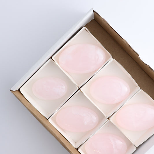 Pink Mangano Calcite Palm Stone Set of 6 - Expert Wholesale and Supplier of Wholesale Crystals & Bulk Gemstones, ["Pink Calcite"]