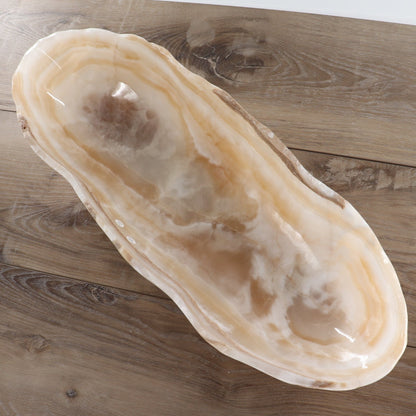 Mexican Onyx/Calcite Canoe Bowl 23"