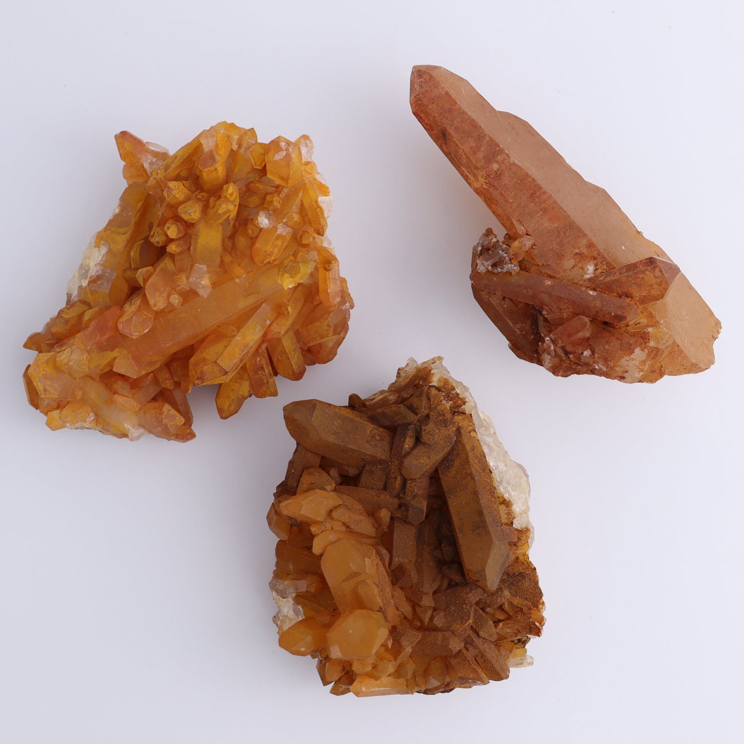 Tangerine Quartz Clusters Set of 9 - Expert Wholesale and Supplier of Wholesale Crystals & Bulk Gemstones, ["Clusters","Quartz","Tangerine Quartz"]