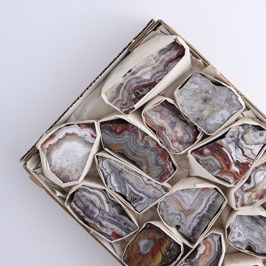 Crazy Lace Agate Flat of 15