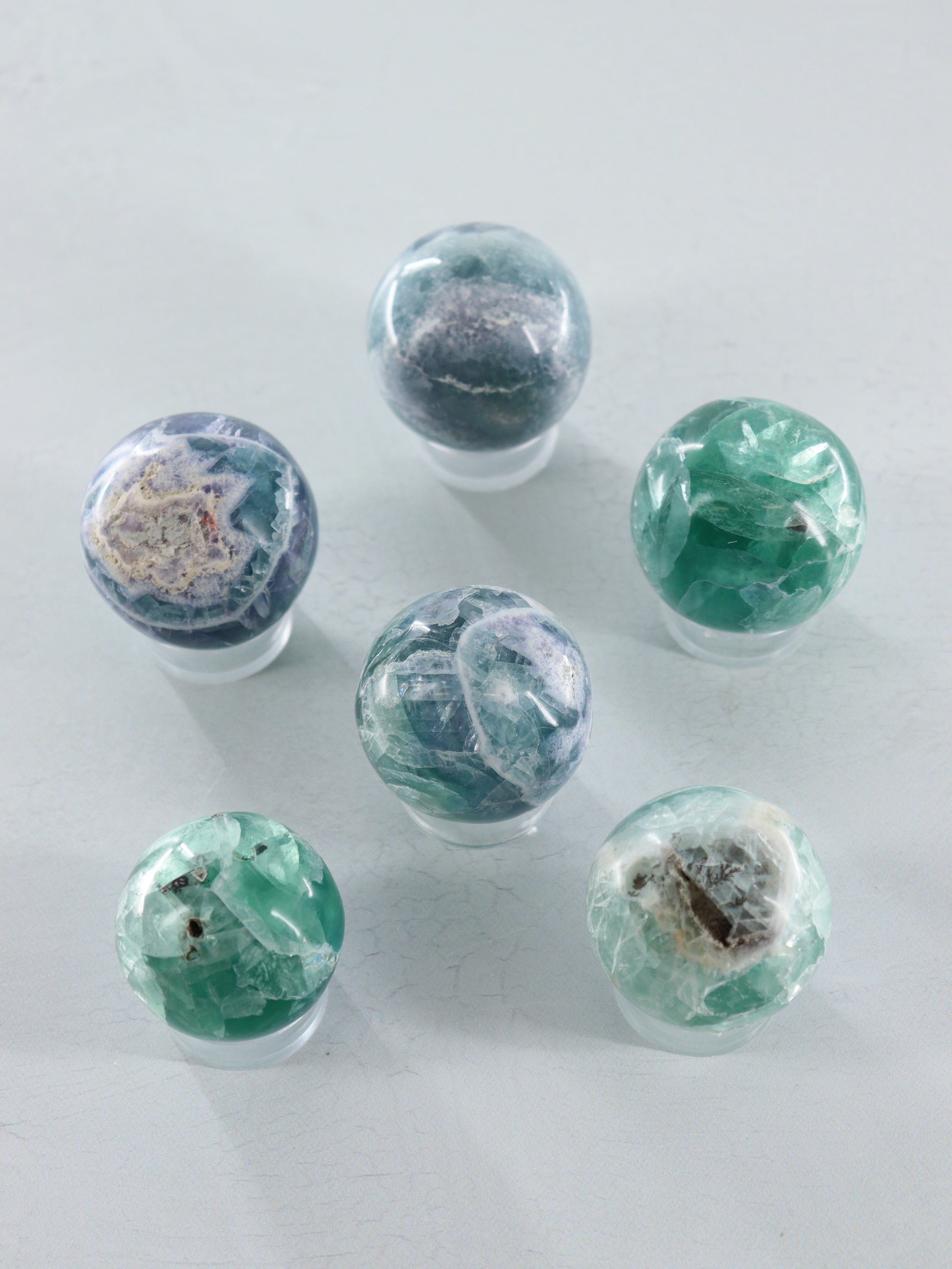 Fluorite Spheres Set of 6 - Expert Wholesale and Supplier of Wholesale Crystals & Bulk Gemstones, ["Fluorite","Mexico","Spheres"]
