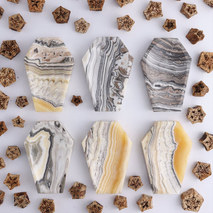 Zebra Onyx Coffin Dish Set of 6 - Expert Wholesale and Supplier of Wholesale Crystals & Bulk Gemstones, ["Coffins","Mexico","onyx","Plates","Zebra Onyx"]